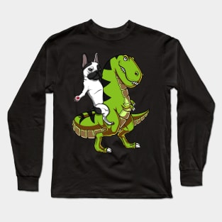 French Bulldog Riding T-Rex Dinosaur Long Sleeve T-Shirt